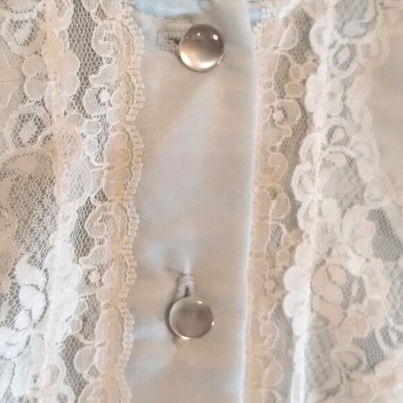 Vintage NEW Barbizon Cuddleskin Darlene Baby Blue Satin Lace Ruffled Night-Gown - Picture 6 of 13